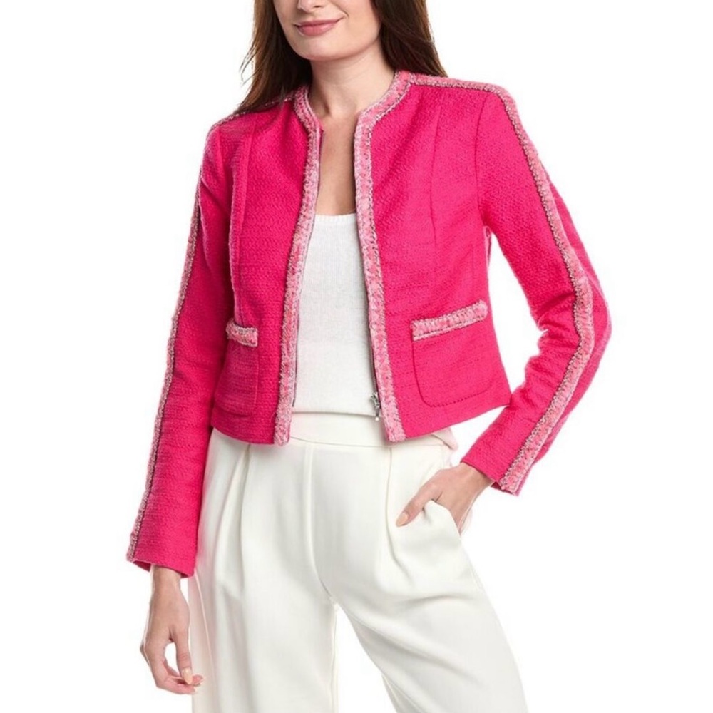 Cabi Ballroom Preppy Jacket Blazor| Size Small | Fuchsia Bouclé Tweed - Picture 5 of 14
